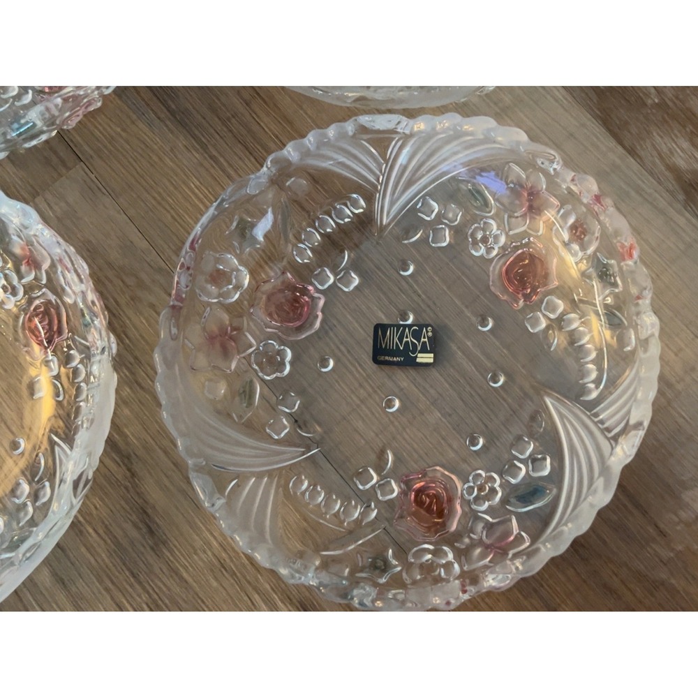 Set of 4 Vintage Mikasa pink floral cake plates - excellent condition - Picture 6 of 13